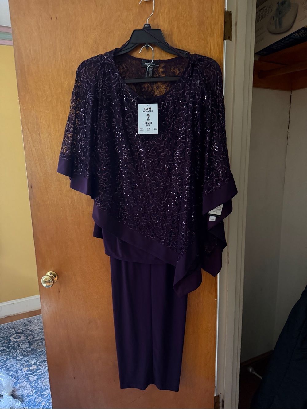 Women's Purple Sequined Two-Piece Jumpsuit Set